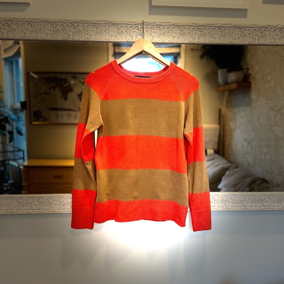French Connection Sweater - Bright Orange & Tan - M - Picture 8 of 13